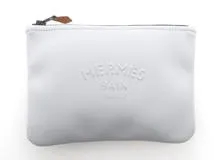 HERMES エルメス トゥルースフラットポーチ ライトグレー ナイロン