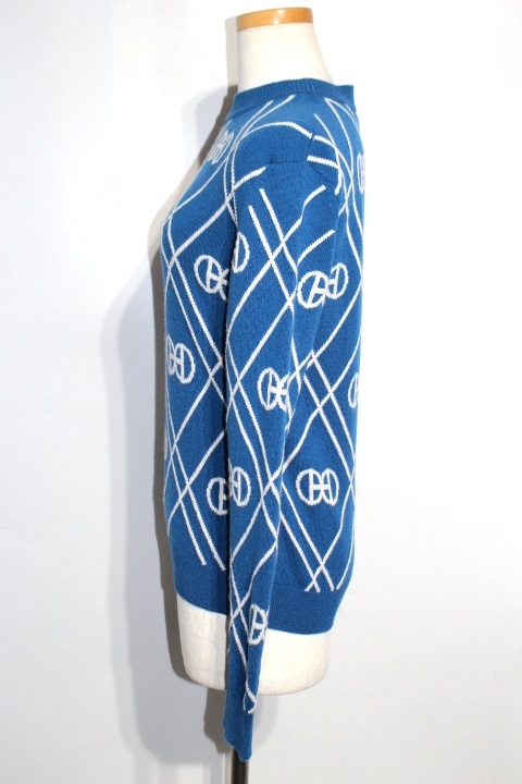 HERMES エルメス トップス ニット セーター レディース34 ブルー