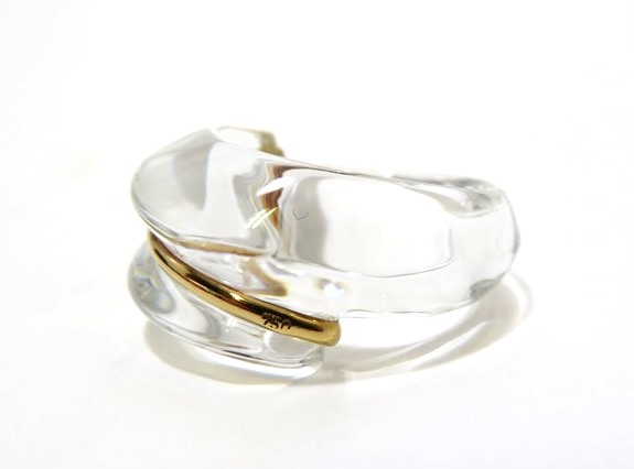 Baccarat クリスタルガラス×18金 750 リング 指輪 クリア 透明 11号