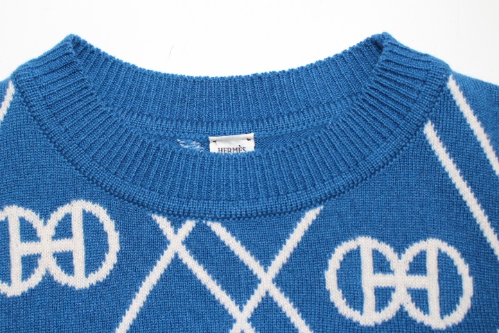 HERMES エルメス トップス ニット セーター レディース34 ブルー