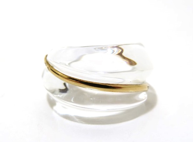 Baccarat　 クリスタルガラス×18金　750 リング　指輪　クリア　透明　11号　【472】HF