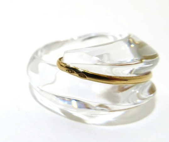 Baccarat クリスタルガラス×18金 750 リング 指輪 クリア 透明 11号
