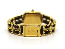 CHANEL　シャネル　プルミエールM　H0001　ゴールドメッキ/カーフレザー　クォーツ　レディース　腕時計　F