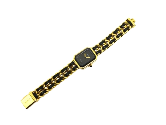 CHANEL　シャネル　プルミエールM　H0001　ゴールドメッキ/カーフレザー　クォーツ　レディース　腕時計　F