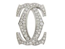 Cartier カルティエ ブローチ ペネロープダブルCブローチ K18ホワイトゴールド ダイヤモンド 重さ約20.6g【472】SJ