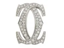 Cartier カルティエ ブローチ ペネロープダブルCブローチ K18ホワイトゴールド ダイヤモンド 重さ約20.6g【472】SJ