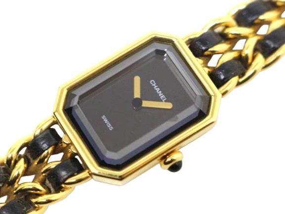 CHANEL　シャネル　プルミエールM　H0001　ゴールドメッキ/カーフレザー　クォーツ　レディース　腕時計　F