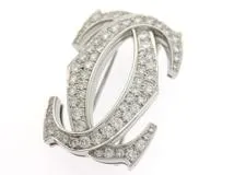 Cartier カルティエ ブローチ ペネロープダブルCブローチ K18ホワイトゴールド ダイヤモンド 重さ約20.6g【472】SJ