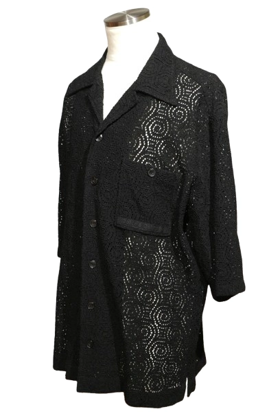 24SS DOLCE&GABBANA ドルチェ&ガッバーナ シャツ ハワイフィット コードレース メンズ40 ブラック レーヨン ナイロン G5JT7T FLM9D (2120000290695)【200】