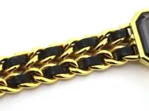 CHANEL　シャネル　プルミエールM　H0001　ゴールドメッキ/カーフレザー　クォーツ　レディース　腕時計　F