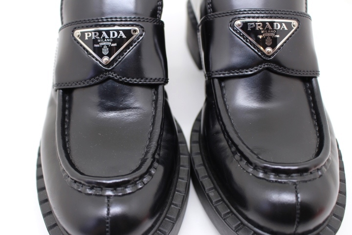 PRADA プラダ チョコレート ブラッシュドレザー ローファー 新品 36-