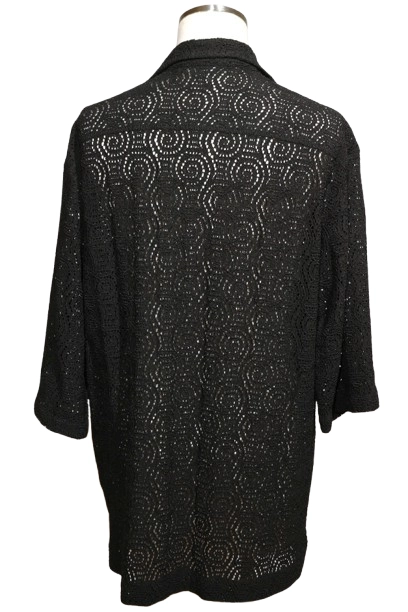 24SS DOLCE&GABBANA ドルチェ&ガッバーナ シャツ ハワイフィット コードレース メンズ40 ブラック レーヨン ナイロン G5JT7T FLM9D (2120000290695)【200】