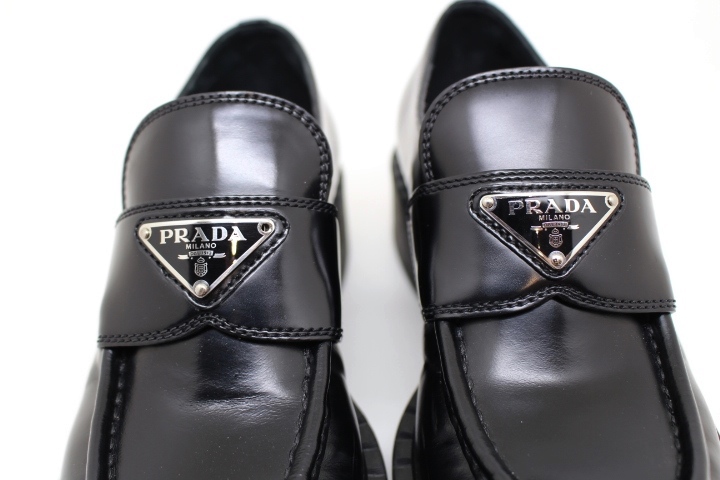 PRADA プラダ 靴 チョコレート ブラッシュドレザー ローファー