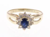 JEWELRY ノンブランドジュエリー サファイア ダイヤモンド リング K18YG S0.36ct D0.22ct 2.6g #10【434】