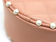 CHANEL シャネル マトラッセ ショルダーバッグ ラウンド チェーンショルダー ピンク ベージュ レザー フェイクパール 2148103577703【200】