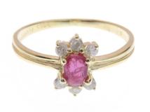 JEWELRY ノンブランドジュエリー ルビー ダイヤモンド リング K18YG R0.25ct D0.14ct 1.8g #12【434】