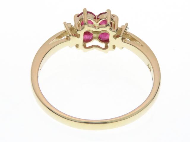 JEWELRY 　ノンブランドジュエリー 　ルビー　ダイヤモンドリング 　フラワーモチーフ 　K18YG/R0.50ct/D0.07ct/2.3g 　 #11【436】