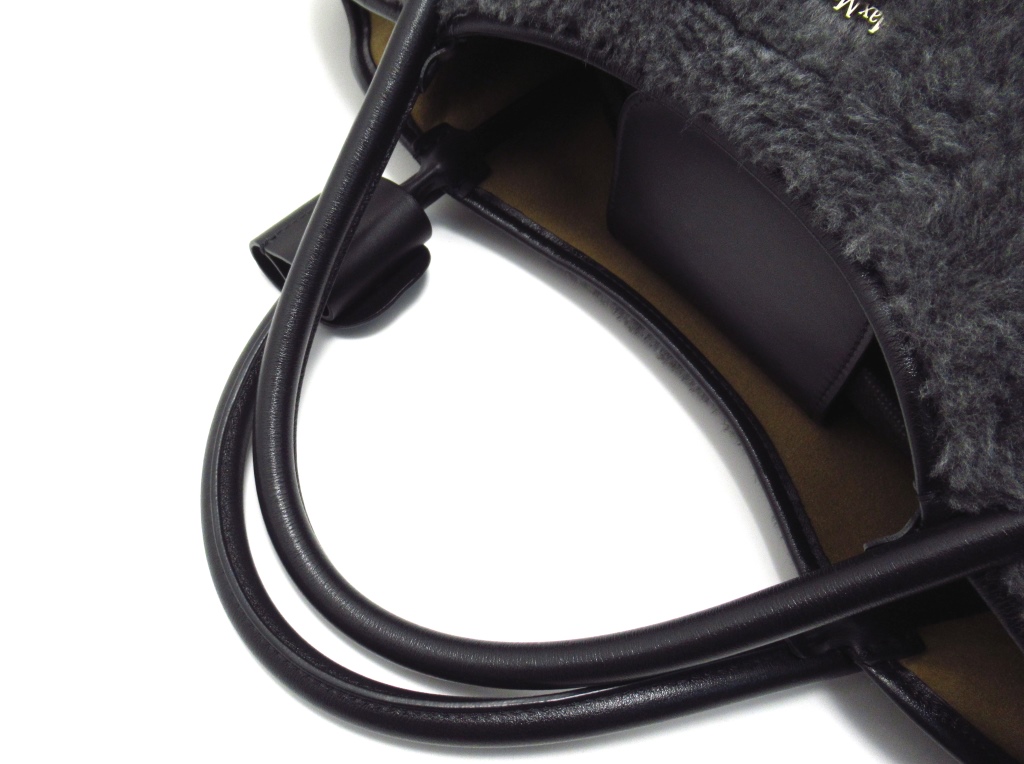 Max Mara　マックス マーラ　テディ　2WAYトートバッグ　ブラック/グレー　フェイクファー/レザー　14-51-63403　 2143200429016　【460】