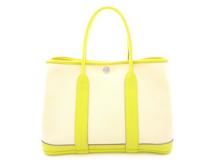 HERMES エルメス ハンドバッグ ガーデンパーティTPM トワルアッシュ ネゴンダ ナチュラル ライム Y刻印【473】