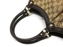 GUCCI　グッチ　バッグ　スーキーＧＧ　ハンドバッグ　ダークブラウン　ベージュ　キャンバス　レザー　2148103671791　【200】