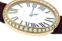 Cartier カルティエ 腕時計 2014年並行品 ベニュワールSM WB520004 K18ピンクゴールド/アリゲーター ダイヤモンドベゼル シルバー文字盤 クォーツ【472】SJ