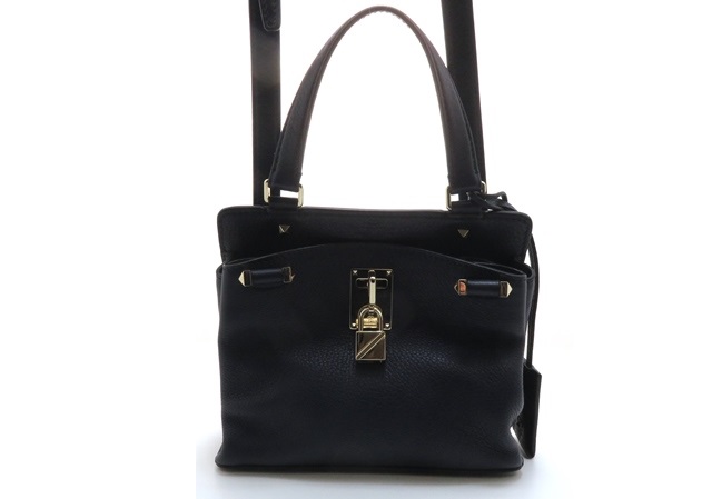 VALENTINO ヴァレンティノ 2WAYショルダー ネイビー レザー【434】 の 