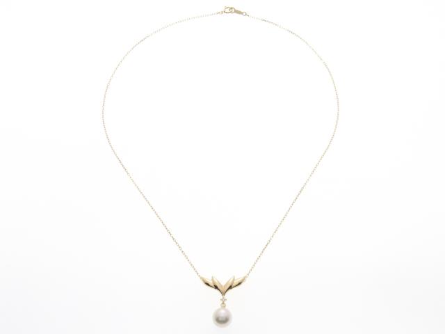 MIKIMOTO ミキモト パール ダイヤモンド ネックレス K18YG P D 3.1g