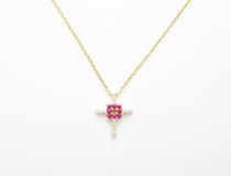 JEWELRY　ジュエリー　クロスネックレス　K18　ルビー0.18　ダイヤモンド0.10　約3.0g　2120000255960　【432】