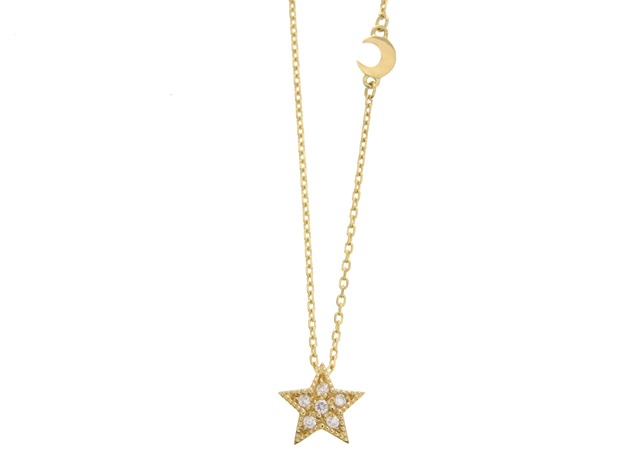 【Star Jewelry】スタージュエリー ネックレス K18 WG&PG D0.03ct 総重量1.4g/kt07339ko