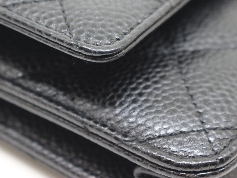 CHANEL シャネル マトラッセ チェーンウォレット ブラック SV キャビアスキン 2120000352492