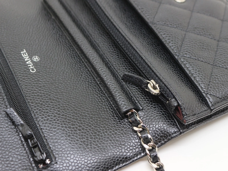 CHANEL シャネル マトラッセ チェーンウォレット ブラック SV キャビアスキン 2120000352492