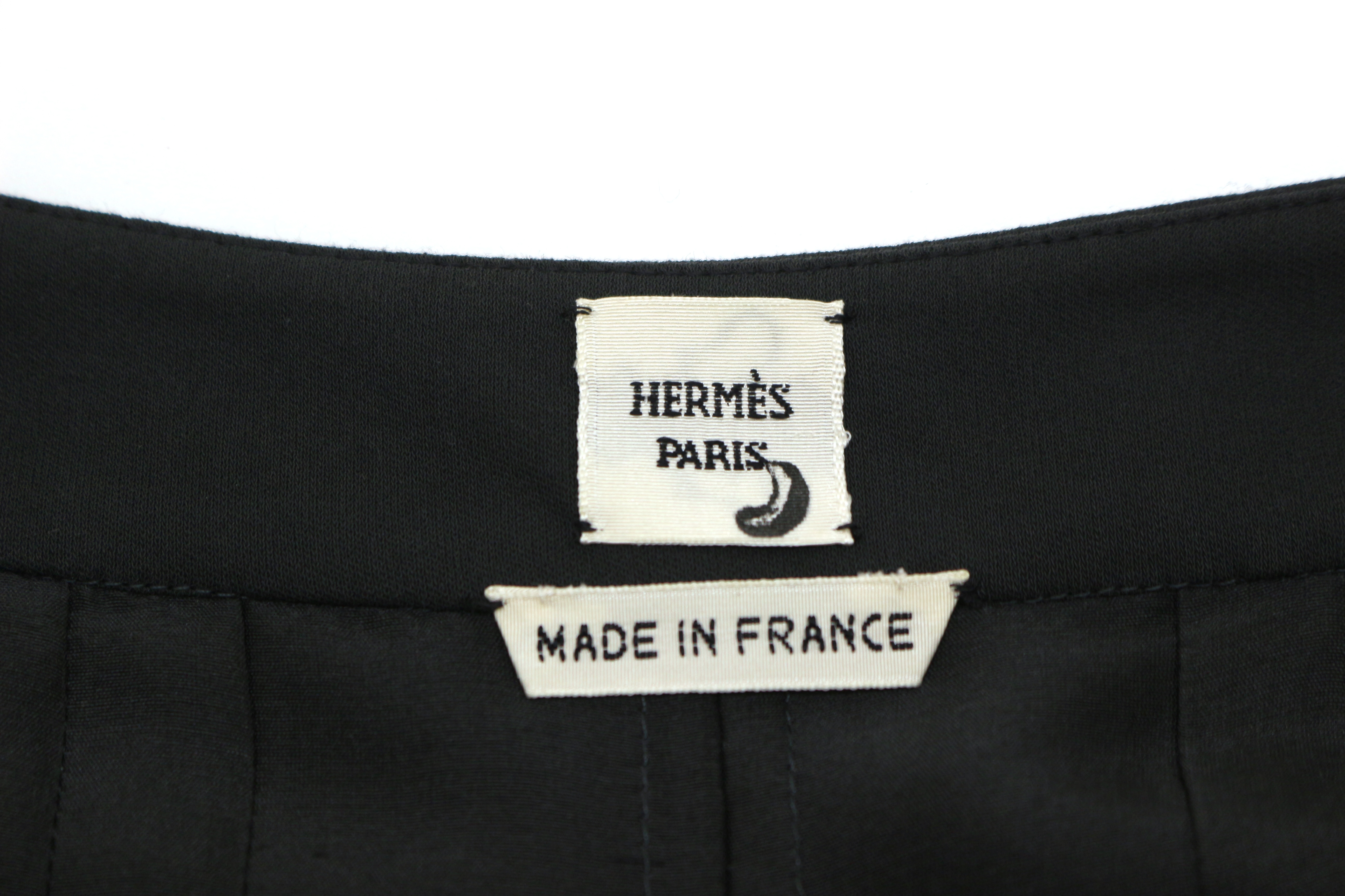 HERMES エルメス Hロゴ プリーツワンピース レディース34 グレー