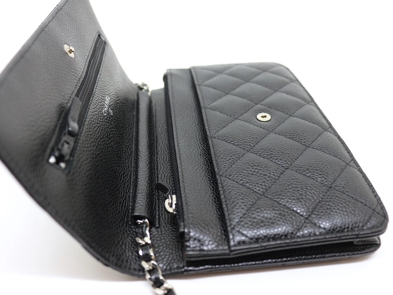 CHANEL シャネル マトラッセ チェーンウォレット ブラック SV キャビアスキン 2120000352492