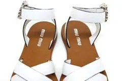 miumiu　ミュウミュウ　靴　サンダル　レディース35ハーフ 　ホワイト　レザー　2166000052406　【200】