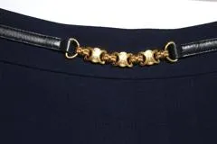 CELINE セリーヌ プリーツスカート レディース36 ネイビー