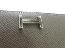HERMES エルメス ベアンコンパクト 二つ折り財布 エトゥープ ヴォーエプソン Z刻印 シルバー金具【473】