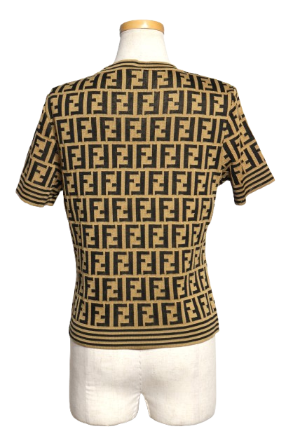 【美品】FENDI フェンディ半袖ニット ブラウン　薄手のニット 38 中古・古着通販】FENDI (フェンディ) ズッカ柄 半袖 ニット