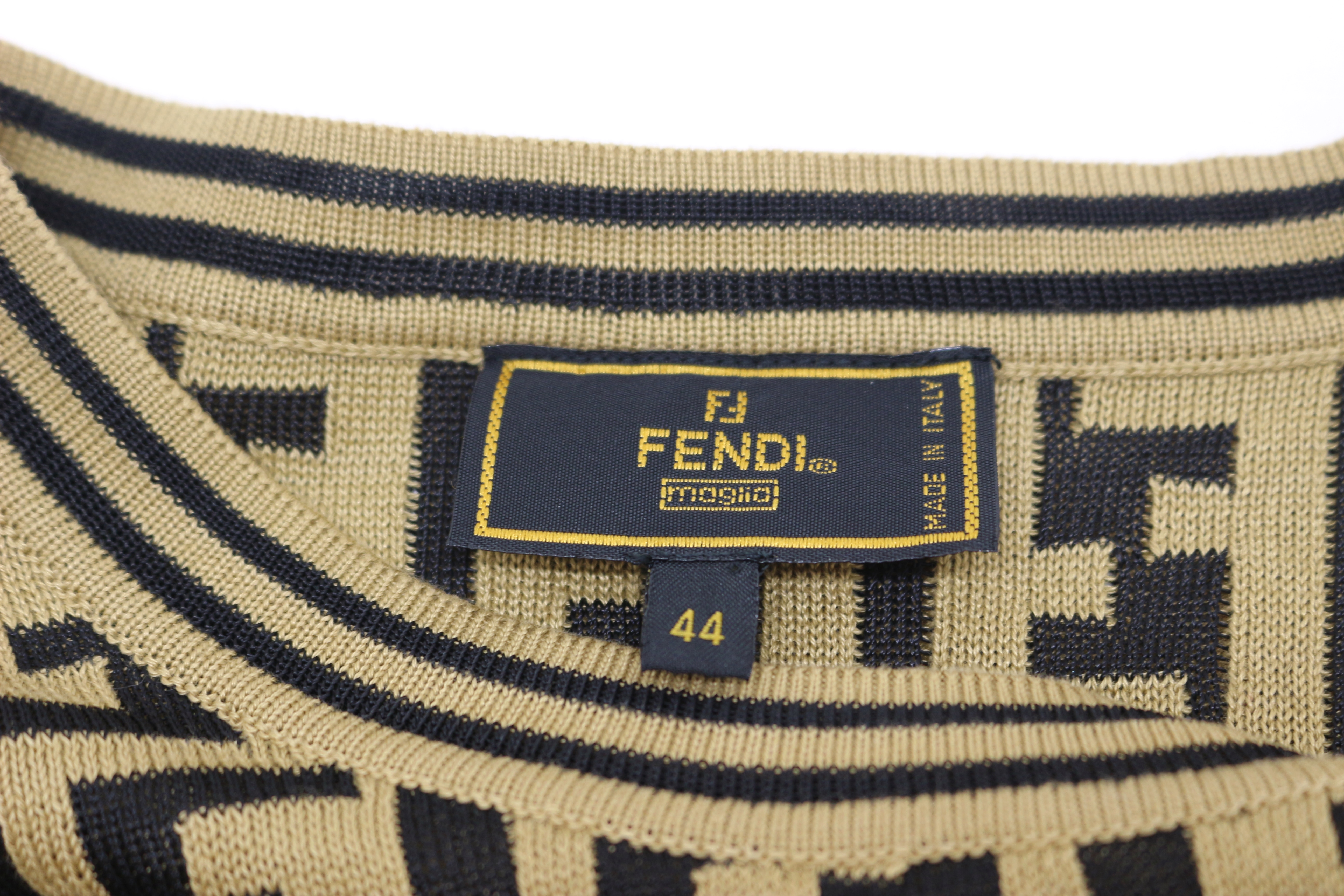 FENDI フェンディ ズッカ柄 半袖ニット レディース44 ブラウン