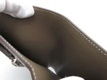 HERMES エルメス ベアンコンパクト 二つ折り財布 エトゥープ ヴォーエプソン Z刻印 シルバー金具【473】