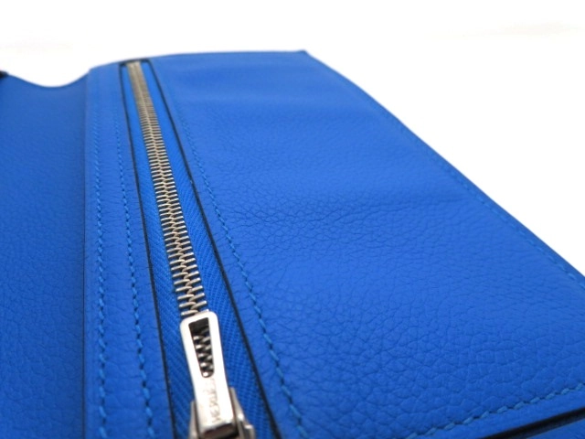 HERMES エルメス 長財布 シチズンツイルロング シルクイン エバーカラー ブルーイドラ X刻印【473】