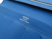HERMES エルメス 長財布 シチズンツイルロング シルクイン エバーカラー ブルーイドラ X刻印【473】