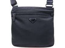 PRADA　プラダ　Re-Nylon ショルダーバッグ　ブラック　ナイロン　 サフィアーノレザー（2148103950278）【200】