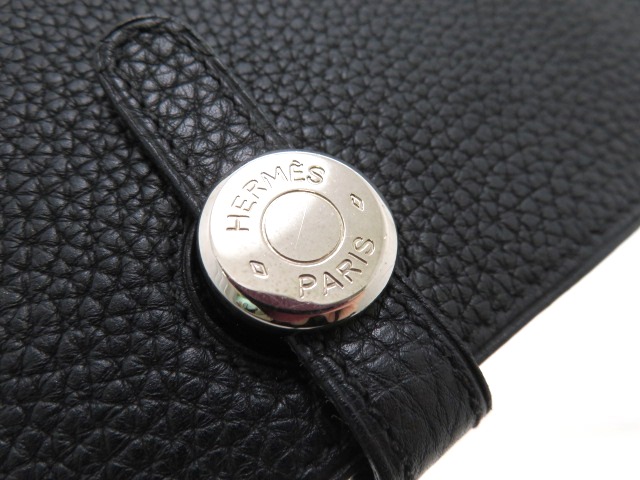 HERMES エルメス 長財布 ドゴンGM ブラック トゴ シルバー金具