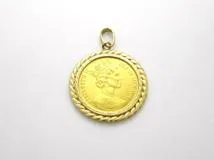 JEWELRY　ジュエリー　トップ　エリザベス2世　マン島キャットコイン　1998年　1/25オンス　　K18　K24　約9.9g　2120500168142　【432】