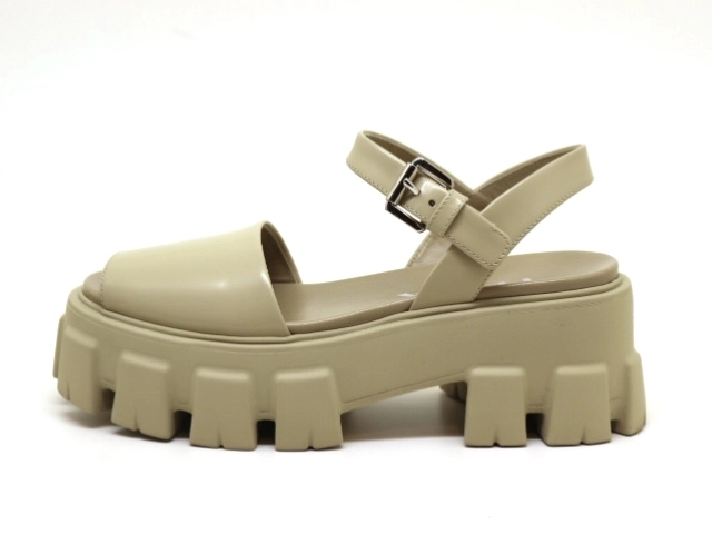 PRADA プラダ 靴 モノリス レディース36(約22.5～23.0cm) ベージュ ラバー ブラッシュドレザー 1X526M (2147100516555) 【200】