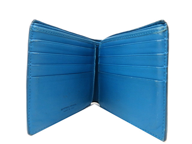 BOTTEGA VENETA ボッテガヴェネタ 2つ折り財布 ブルー クロコ【204