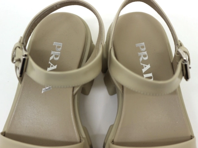 PRADA プラダ 靴 モノリス レディース36(約22.5～23.0cm) ベージュ ラバー ブラッシュドレザー 1X526M (2147100516555) 【200】