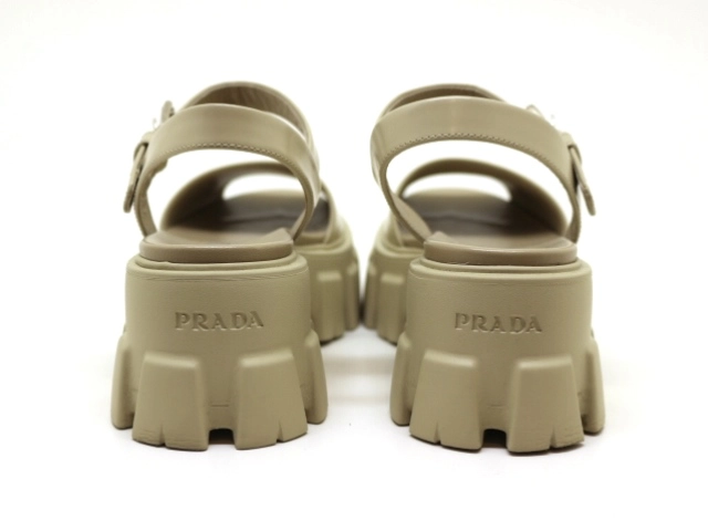 PRADA プラダ 靴 モノリス レディース36(約22.5～23.0cm) ベージュ ラバー ブラッシュドレザー 1X526M (2147100516555) 【200】