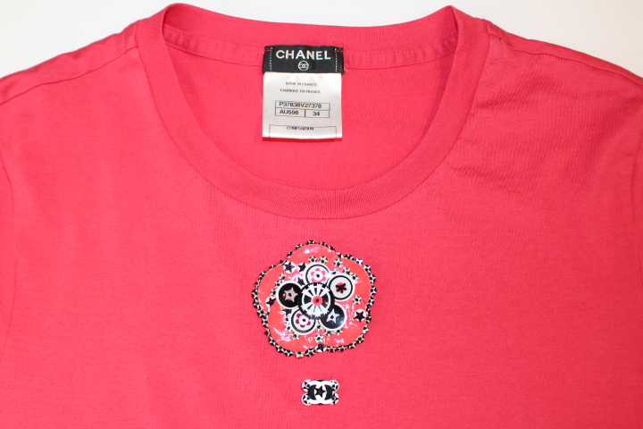 CHANEL シャネル 半袖Tシャツ レディース34 ピンク コットン