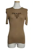 PRADA プラダ 衣類 ロゴ入クルーネックセーター レディース36 ベージュ シルク P24T1F_11MY_F0040_S_ (2143100516809) 【200】